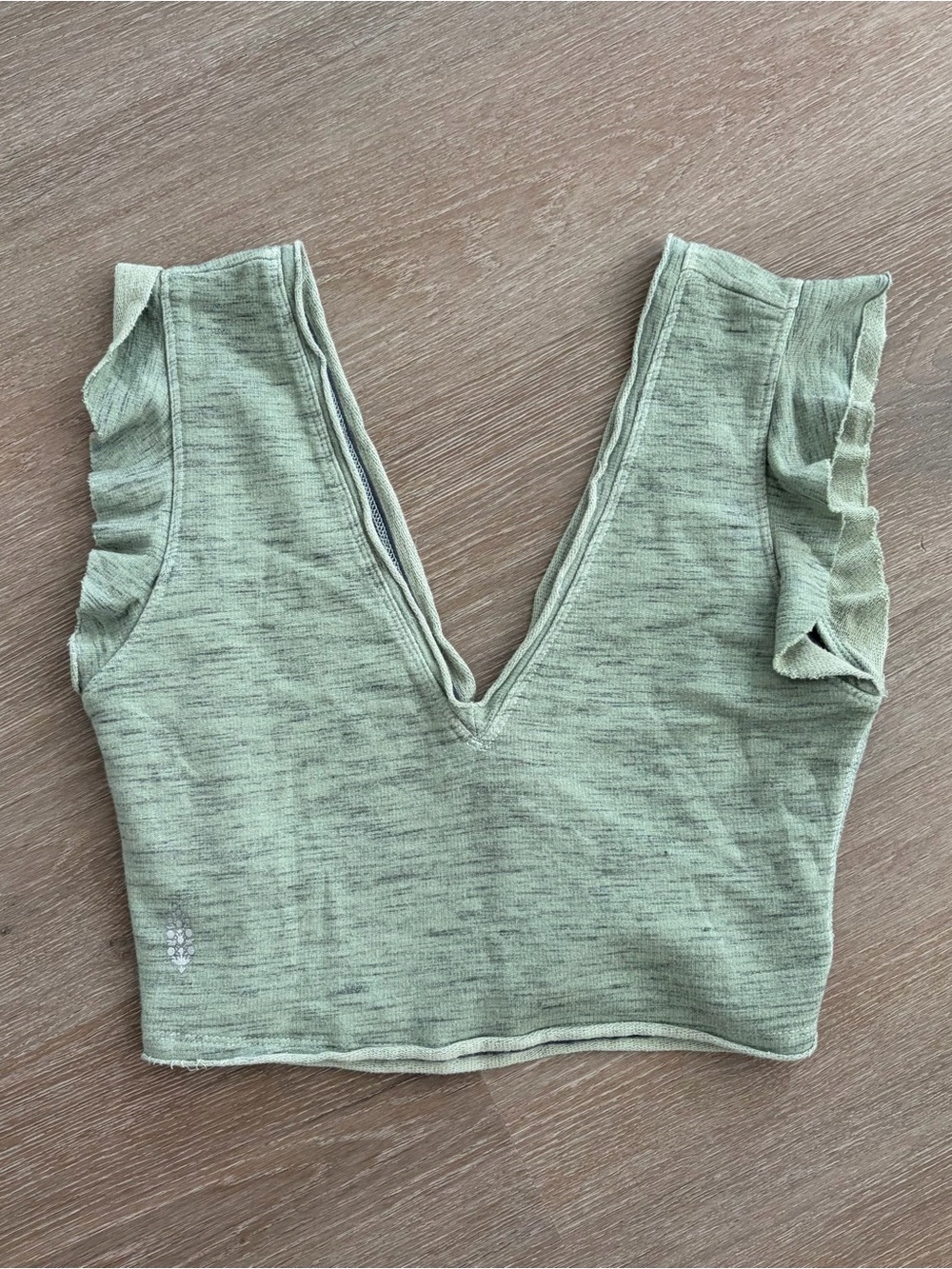 Free People V-Neck Ruffle Sleeve Crop Top